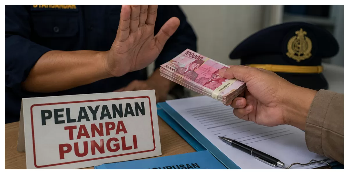 Foto ilustrasi pungli. (Foto ini dibuat mengginakan OneAi)