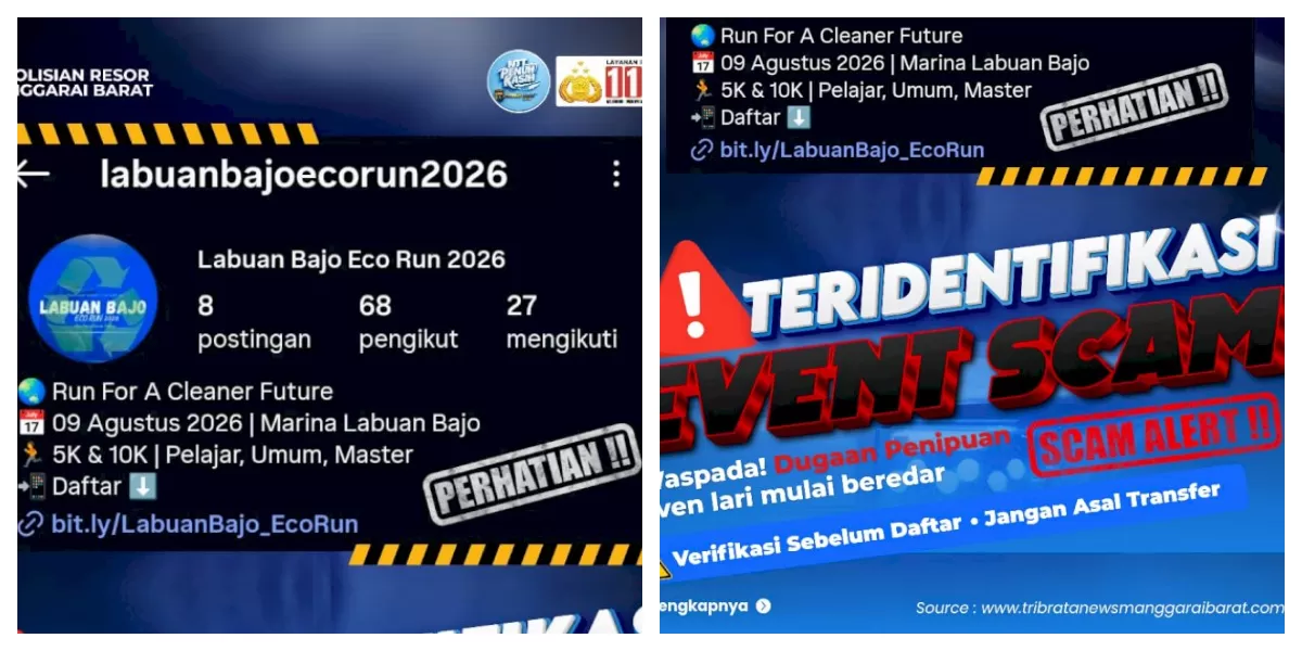 Petugas Polres Manggarai Barat memperlihatkan hasil patroli siber terkait dugaan penipuan berkedok fun run di Labuan Bajo yang masih diselidiki intensif. (Foto TBN Polres Mabar)