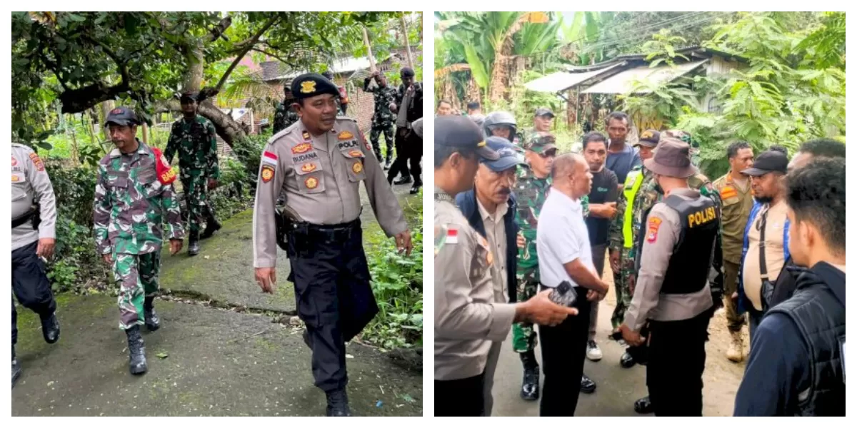Personel gabungan TNI-Polri berjaga di wilayah Adonara Timur, Flores Timur, setelah konflik antarwarga Desa Lewonara dan Desa Bele pecah, Sabtu (18/7/2026). (Foto ist)