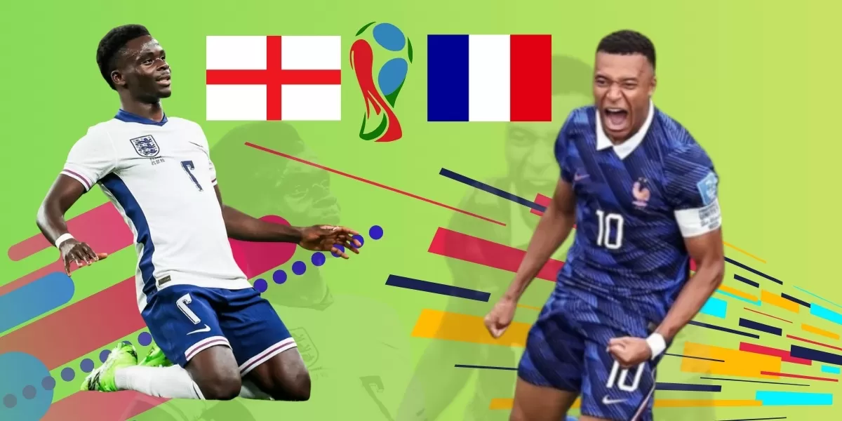 Kiri: Bukayo Saka melakukan selebrasi usai mencetak gol untuk Inggris pada laga perebutan tempat ketiga Piala Dunia 2026 melawan Prancis. Kanan: Kylian Mbapp&eacute; merayakan gol yang dicetaknya. (Foto ist)