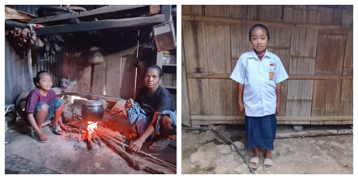 Foto: Cinta bersama Nenek Katarina Labe di rumah sederhana mereka di Kampung Compang, Manggarai Timur, yang menjadi saksi perjuangan pendidikan setiap hari.