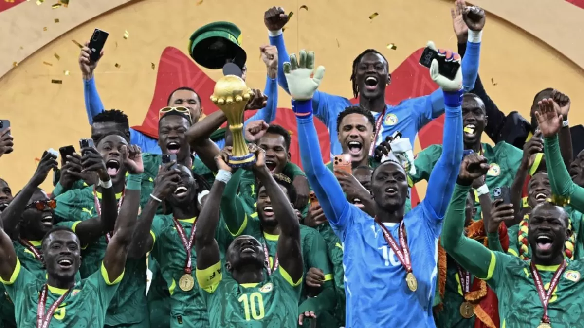 Selebrasi skuad Senegal usai juara Piala Afrika 2025. (AFP)