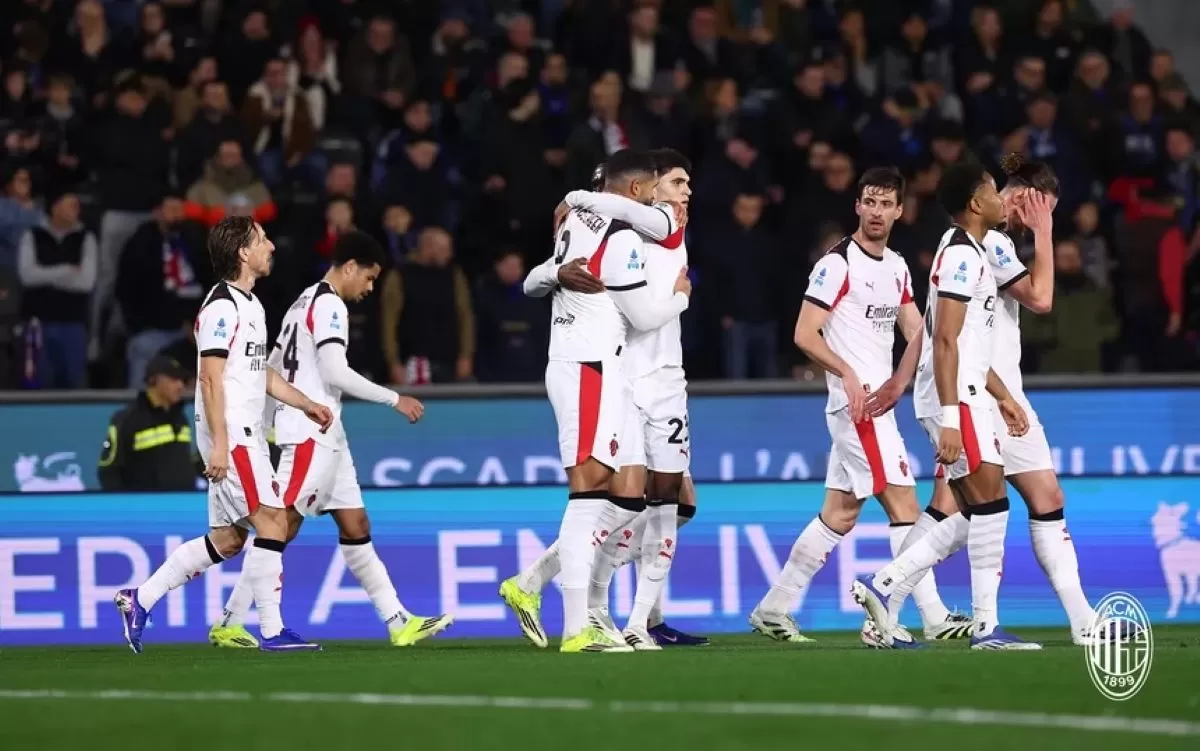 Selebrasi gol AC Milan yang unggul 2-1 atas Pisa di matchday 25 Serie A 2025/26 (AC Milan)