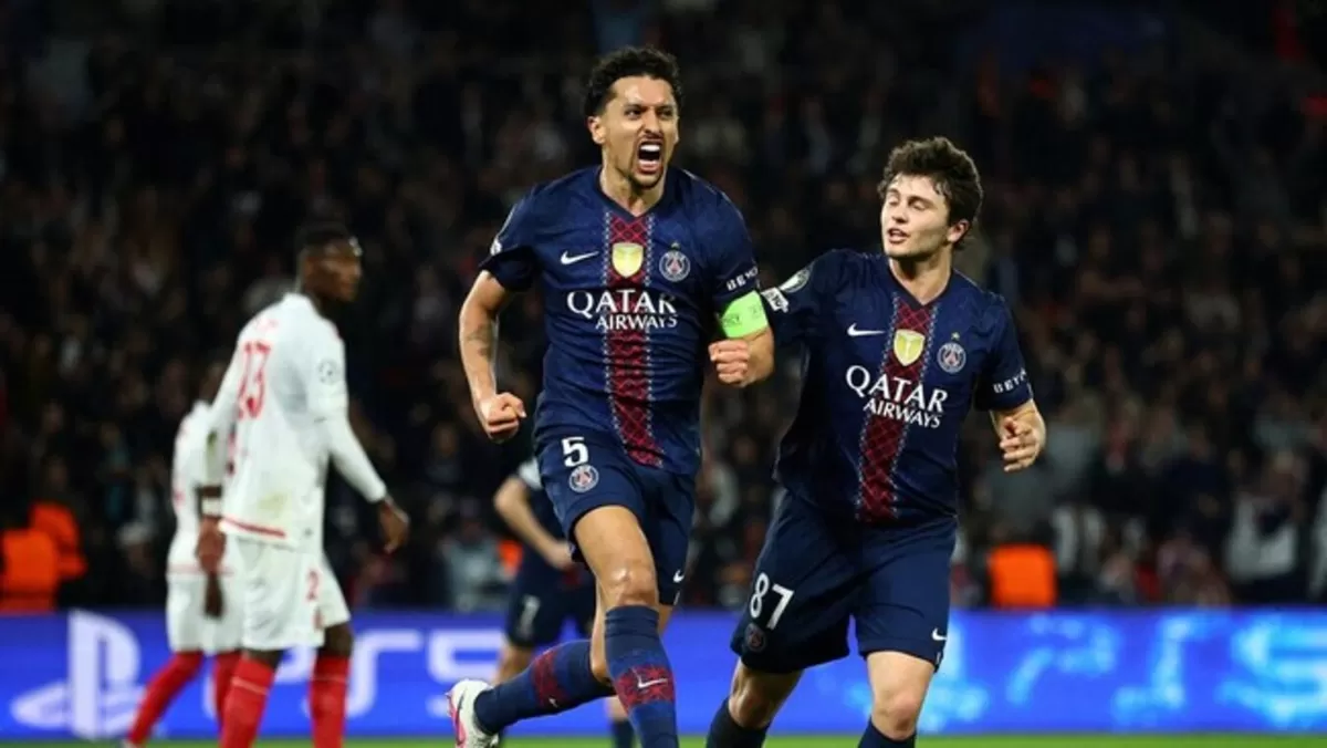 Pemain PSG merayakan gol ke gawang Monaco di Liga Champions. (Reuters)