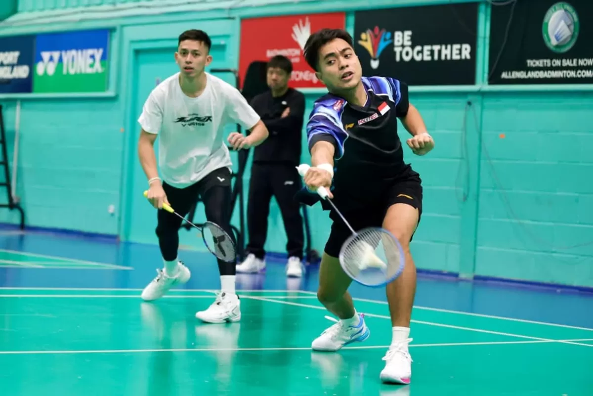 Ganda putra Indonesia, Muhammad Rian Ardianto dan Rahmat Hidayat berlatih mempersiapkan diri untuk tampil di All England 2026, 3-8 Maret mendatang di Birmingham.  (PBSI)