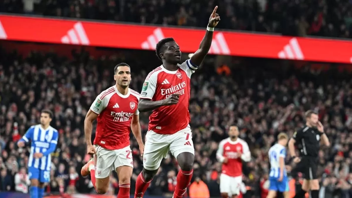 Bukayo Saka cetak 2 gol dan 2 assist dalam 4 penampilan melawan Brighton (Arsenal)