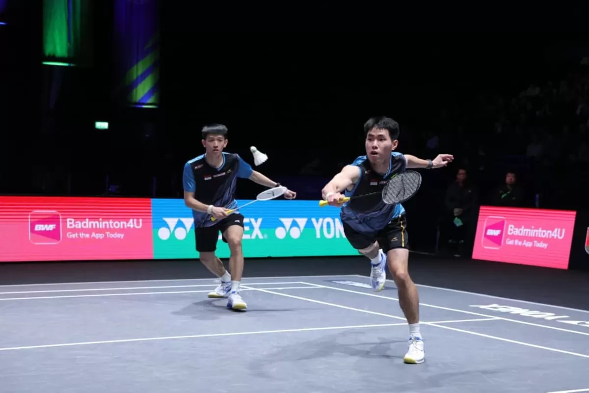 Ganda putra Indonesia, Raymond Indra/Nikolaus Joaquin, tidak ingin terbebani dengan status sebagai satu-satunya wakil Merah Putih yang tersisa di All England Open 2026.  (PBSI)