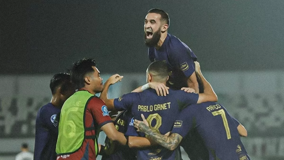 Selebrasi gol Persita tundukkan Madura United FC di pekan ke-25 Super League 2025/26 (Persita)