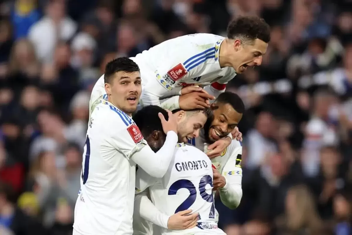 Euforia kemenangan Leeds atas Norwich City. (espn)