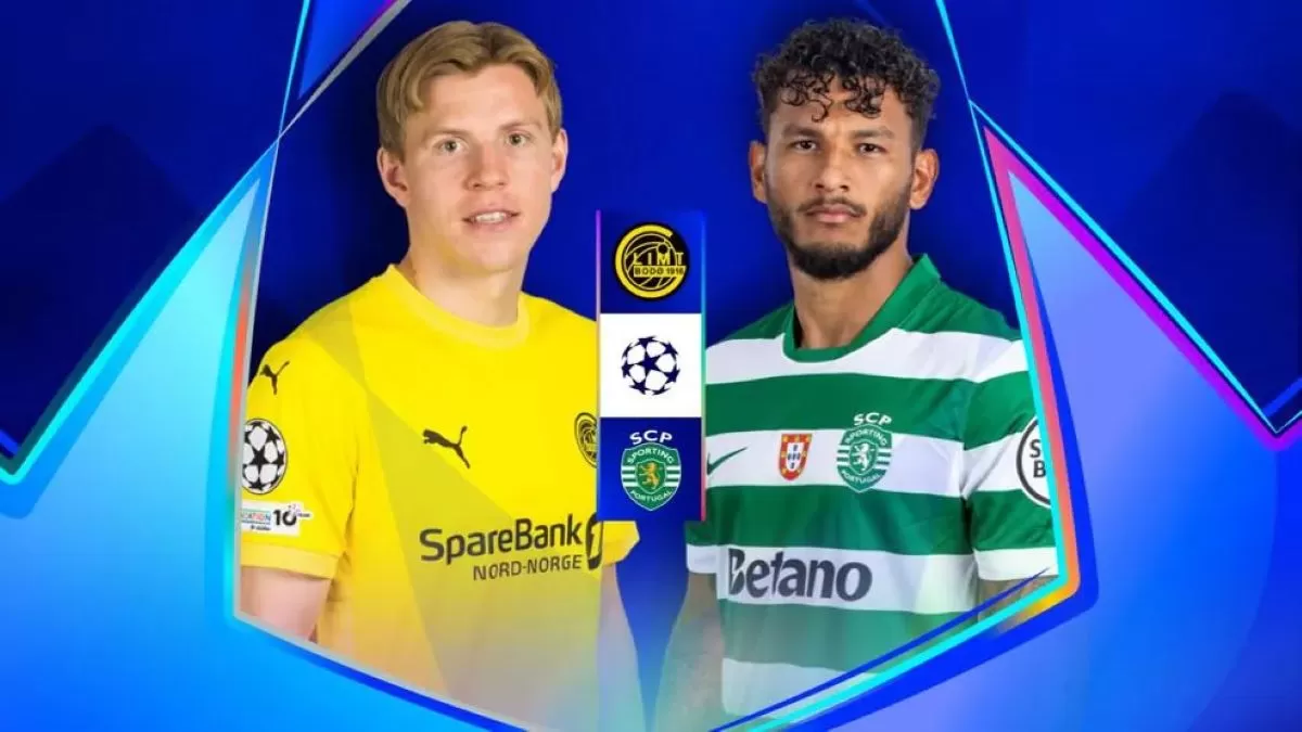 Duel penyerang Bodo/Glimt Jens Petter Hauge dan penyerang Sporting CP Luis Suarez (UEFA)