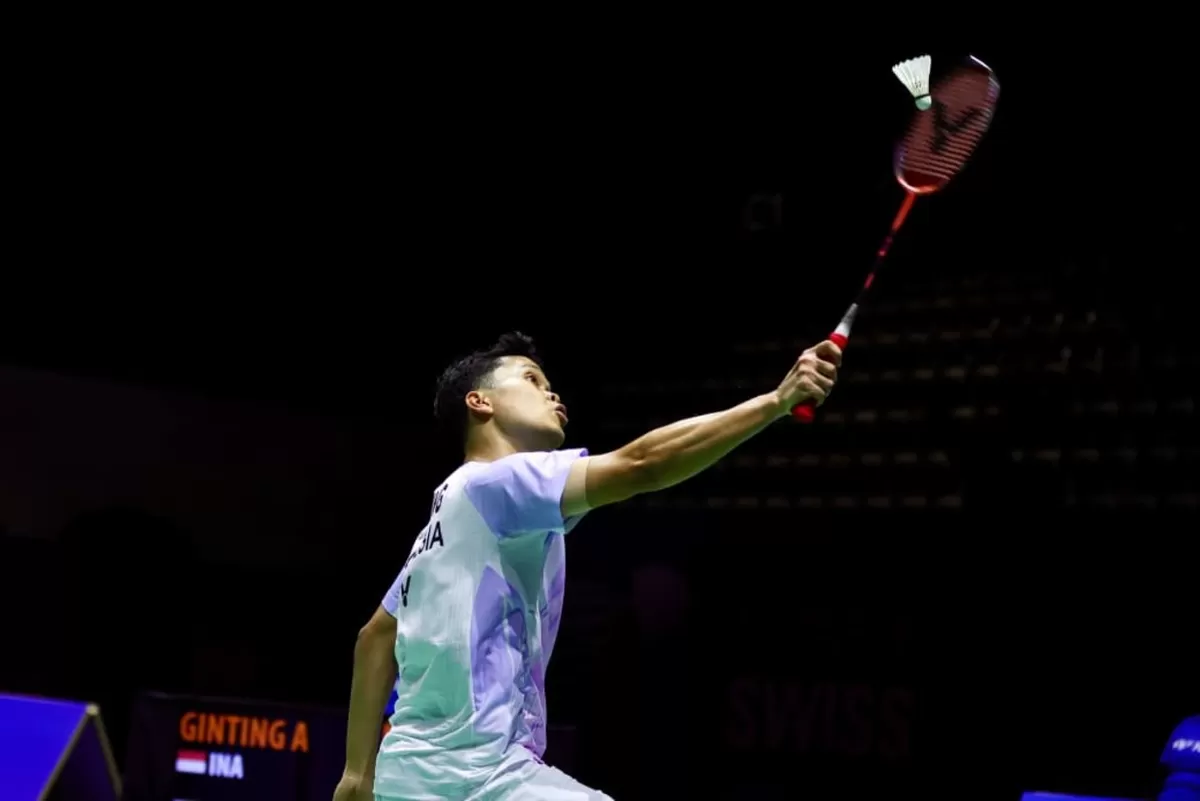 Tunggal putra Indonesia, Anthony Sinisuka Ginting mengawali babak pertama Swiss Open 2026 dengan mulus. (PBSI)