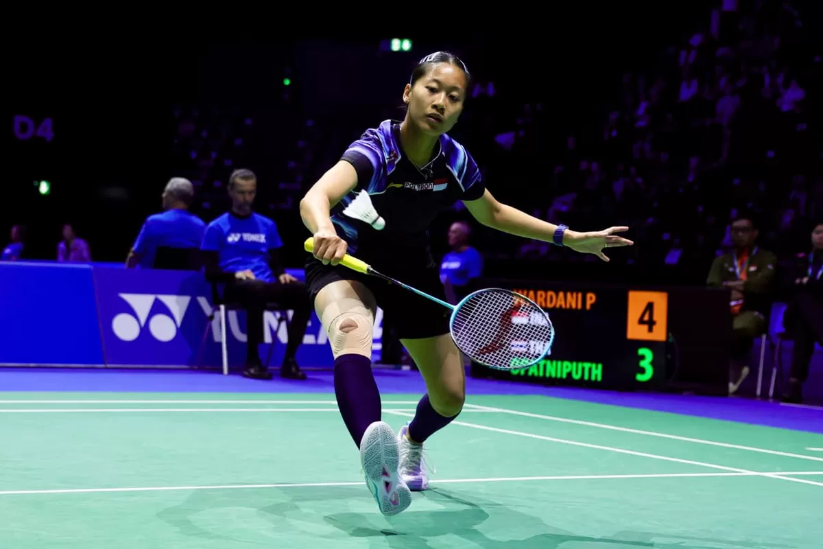Putri Kusuma Wardani jadi wakil pertama Indonesia yang sukses menembus semifinal Swiss Open 2026, 13 Maret 2026 di Basel.  (PBSI)