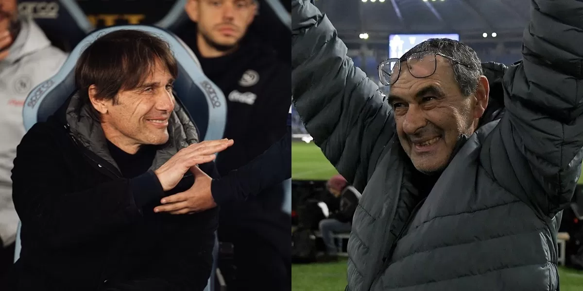 Pelatih Napoli Antonio Conte dan pelatih Lazio Maurizio Sarri (kanan) resmi bergabung di Klub 600 Poin (Legaseriea)