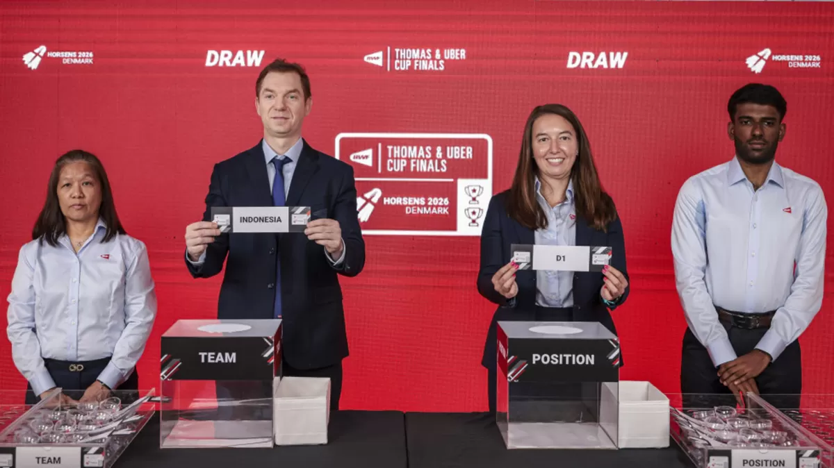 Pengundian Piala Thomas Uber yang digelar secara online pada pertengahan pekan ini. Pertandingan akan berlangsung pada  24 April&ndash;3 Mei 2026 di Horsens, Denmark.  (BWF)