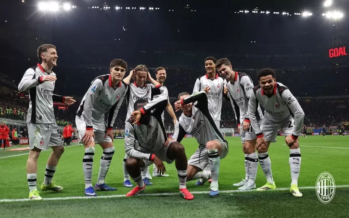 Selebrasi gol pemain AC Milan saat kalahkan Torino 3-2 di pekan ke-30 Serie A  (AC Milan)