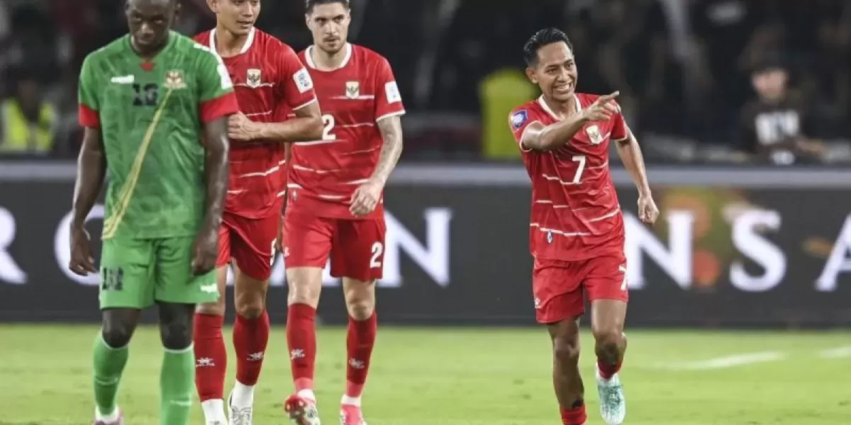 Pemain Timnas Indonesia, Beckham Putra melakukan selebrasi usai sukses mencetak gol ke gawang Saint Kitts and Nevis pada laga perdana FIFA Series 2026 di SUGBK, Jakarta, Jumat, 27 Maret 2026. (X Timnas Indonesia)