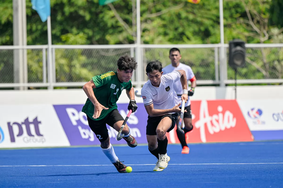  Tim nasional hoki lapangan putra Indonesia menutup Kualifikasi Asian Games 2026 dengan menempati posisi keempat. Kalah tipis 2-3 dari Uzbekistan di Bangkok, 10 April 2026. (Federasi Hoki Indonesia)
