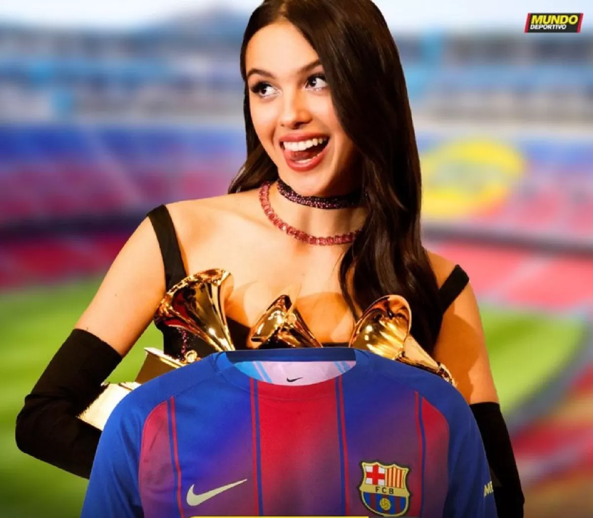 Olivia Rodrigo sebagai bintang musik selanjutnya yang akan tampil dengan seragam Blaugrana.