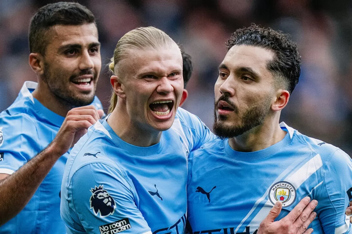 Selebrasi pemain Manchester City usai kemenangan melawan Arsenal.