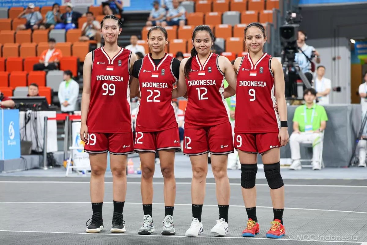 Timnas 3x3 putri Indonesia yang berlaga di Asian Beach Games (ABG) 2026 di Sanya. Langkah timnas terhenti di 16 besar. (NOC Indonesia)