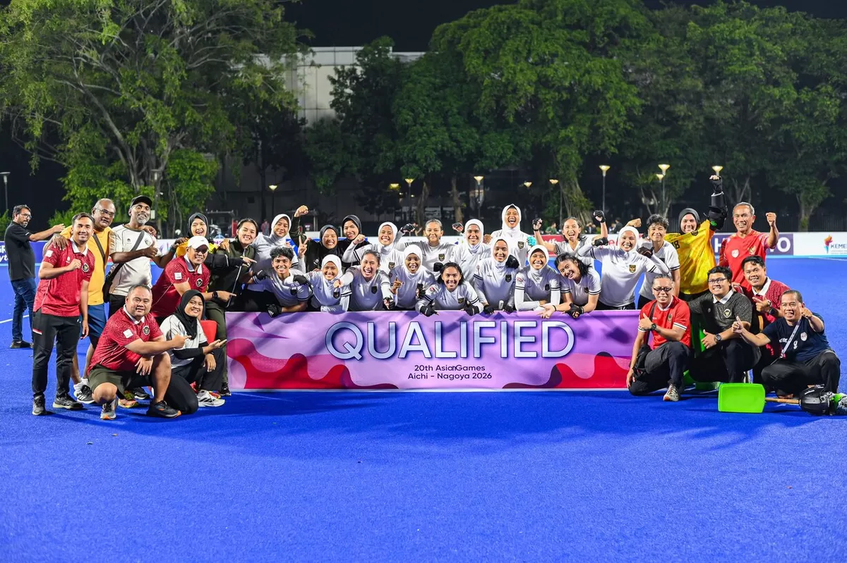 Timnas Hockey Field Putri Indonesia finis di peringkat tiga babak kualifikasi Asian Games 2026, di Lapangan Hoki GBK, Senayan, Rabu, 29 April malam. (FHI)