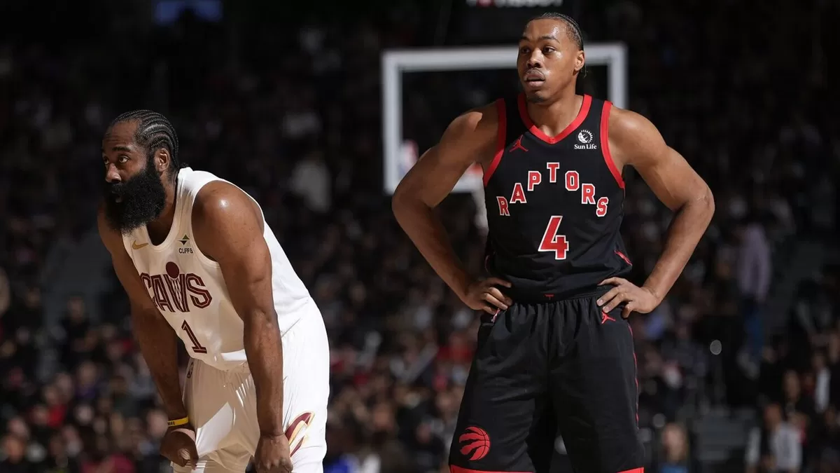 Kondisi fisik Scottie Barnes (kanan) dan kemampuan James Harden dalam mengatur serangan menjadi beberapa faktor kunci yang patut diperhatikan di Gim 6.  (Mark Blinch)