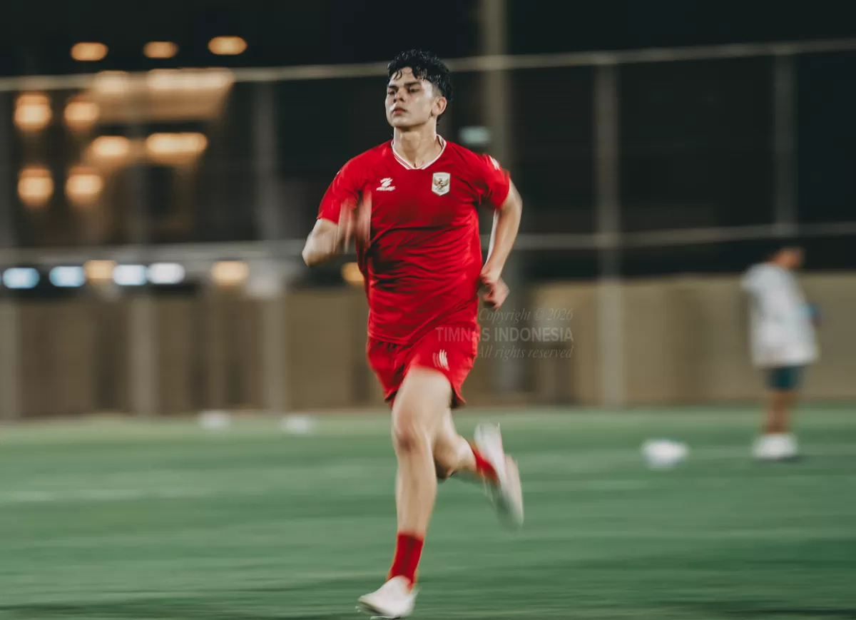 Bek Timnas  Indonesia U-17, Mathew Baker pada TC jelang Piala Asia U17 2026, di Arab Saudi. (PSSI)