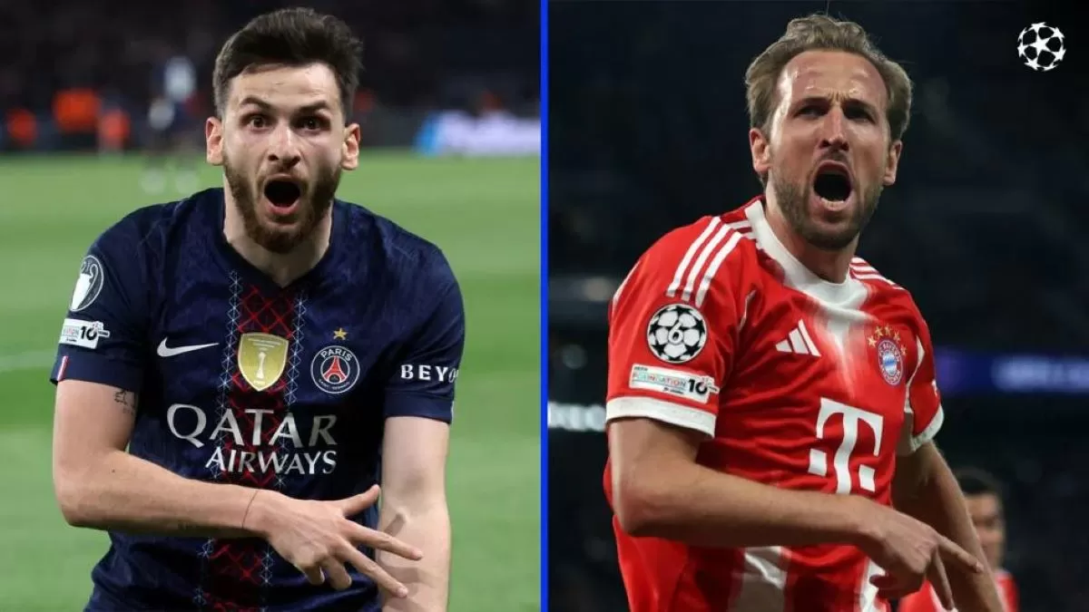 Khvicha Kvaratskhelia (PSG) dan Harry Kane (Bayern Munchen) berpeluang jadi pencetak gol terbanyak di Liga Champions musim ini. (UEFA)