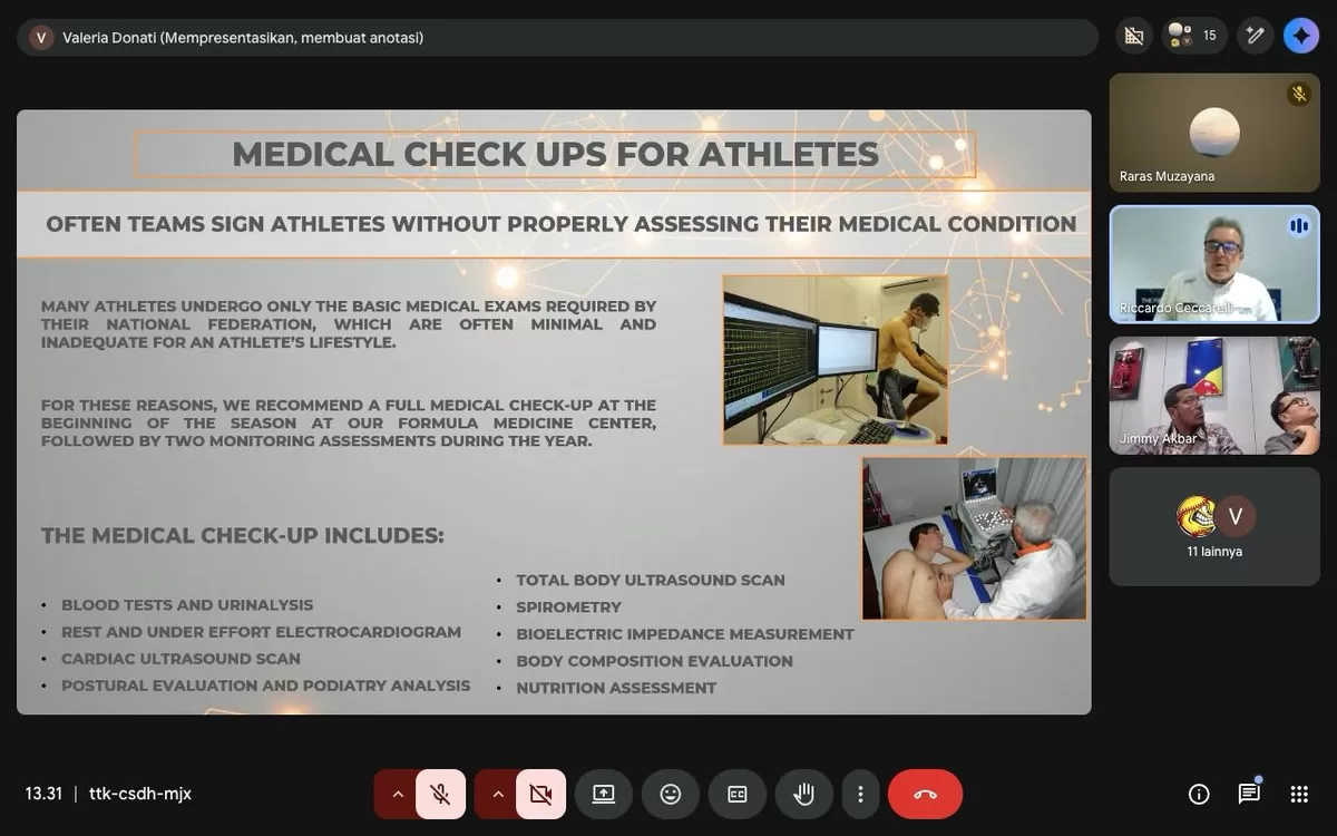 KONI Pusat terima paparan sport science dari Formula Medicine Italia.  (KONI)