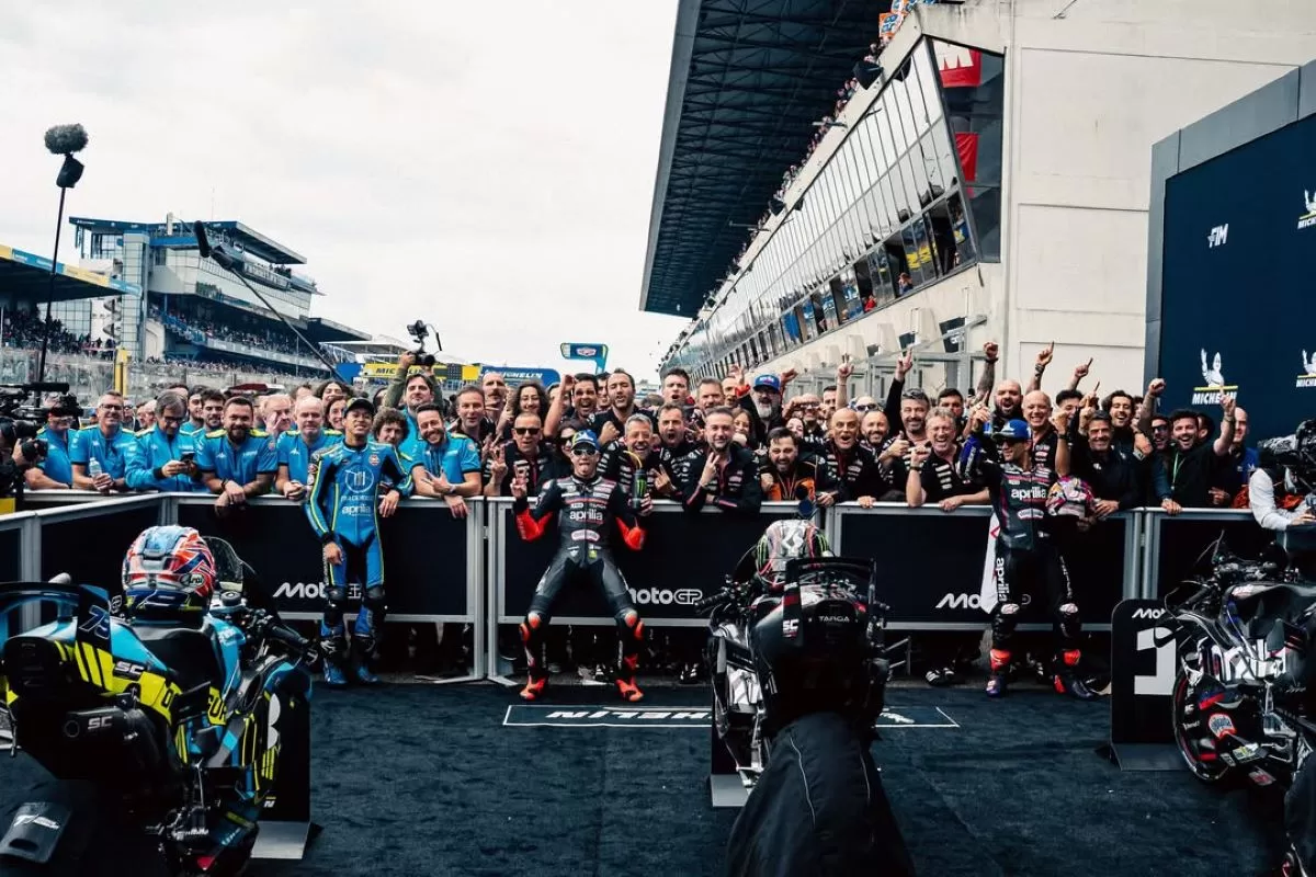 Aprilia rebut triple podium di GP Prancis 2026. (Aprilia)