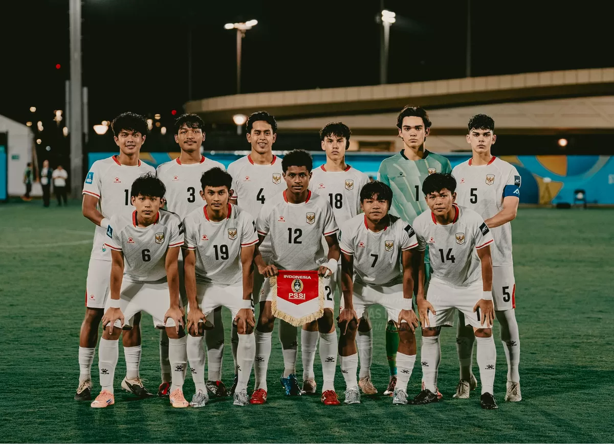 Timnas Indonesia U17 saat akan melakoni laga penyisihan grup terakhir Piala Asia U-17 2026. Laga penentuan melawan Jepang, pada 12 Mei 2026. (PSSI)