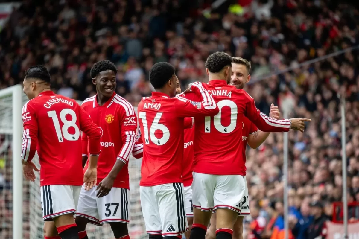 Selebrasi gol Manchester United ke gawang Nottingham Forest.  (Manchester United)
