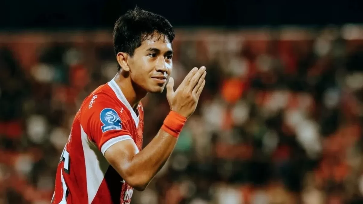 Made Tito cetak gol ke gawang Bhayangkara FC di pekan ke-33 Super League 2025/26. (Bali United FC)