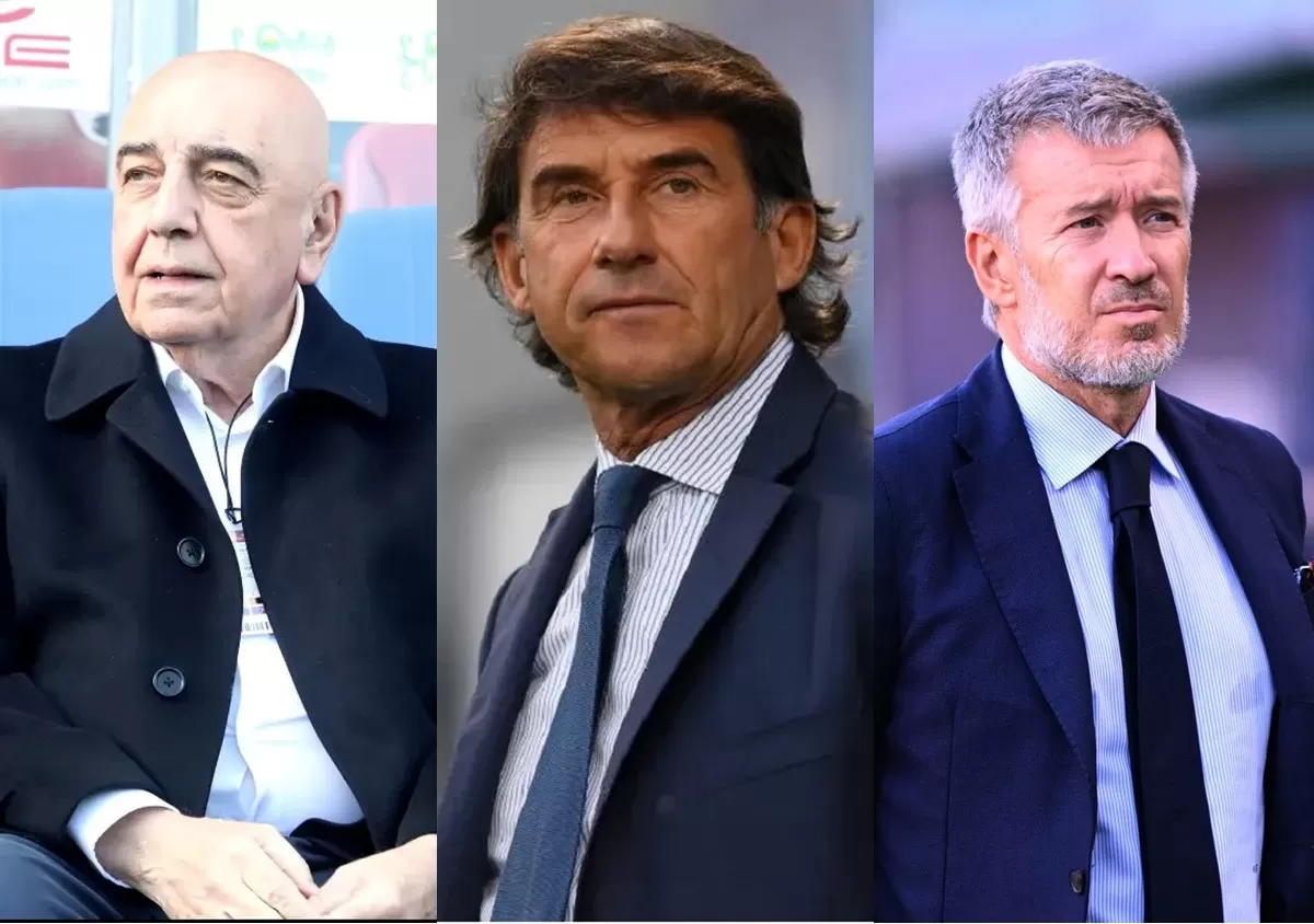 (Dari kiri) Adriano Galliani, Giovanni Carnevali, dan Claudio Fenucci.