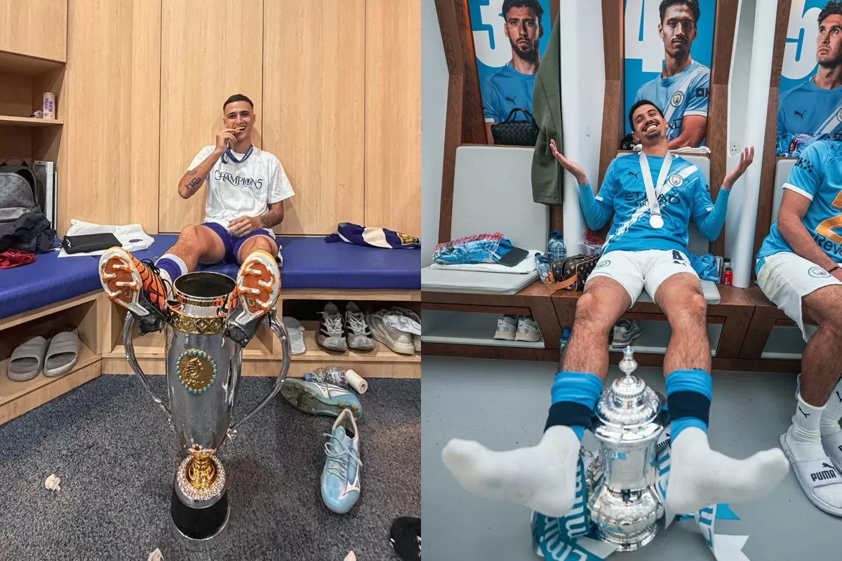 Gaya selebrasi Eliano Reijnders mengikuti pose kakaknya Tijjani Reijnders yang baru saja memenangkan Piala FA. (Instagram)