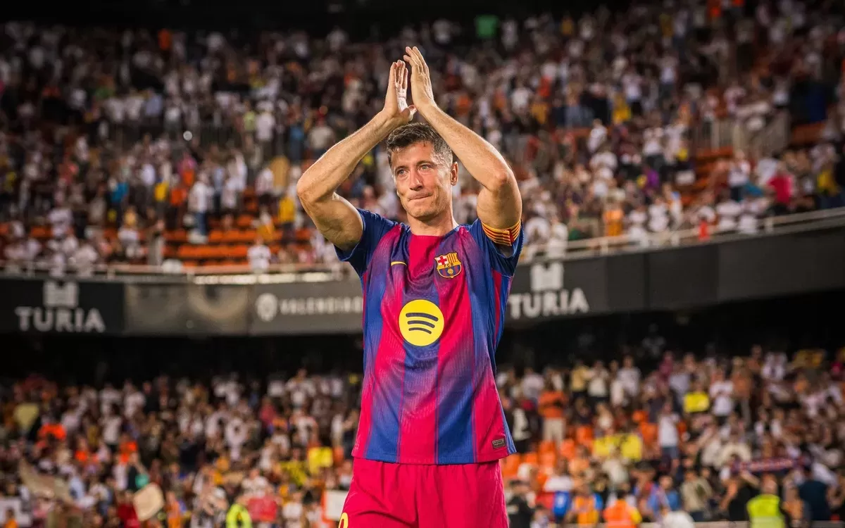 Robert Lewandowski tutup perjalanan kariernya di Barcelona dengan mencetak gol ke-120. (Marc Graupera - FC Barcelona)
