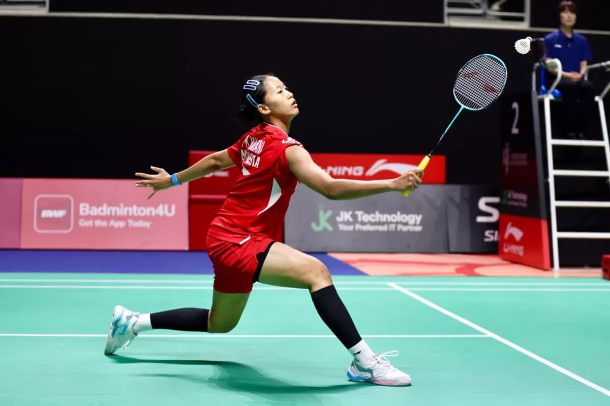 Putri Kusuma Wardani gagal lewati rintangan pertama di Singapore Open 2026. Kalah di babak pertama dari wakil India Pusarla V. Sindhu. (PBSI)