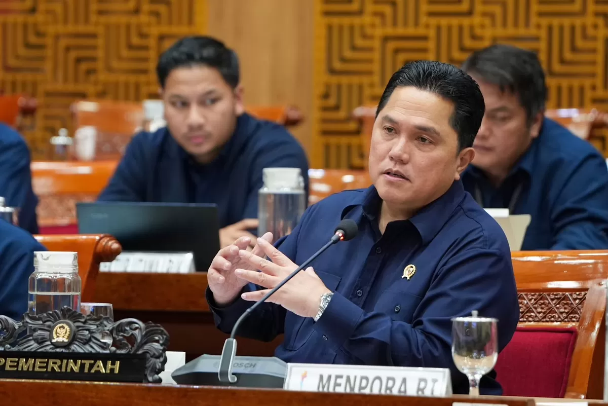 Menpora Erick Thohir dalam Rapat Kerja dengan Komisi X DPR RI, 1 Juni lalu di Senayan, Jakarta. Membahas mengenai Asian Games 2026.