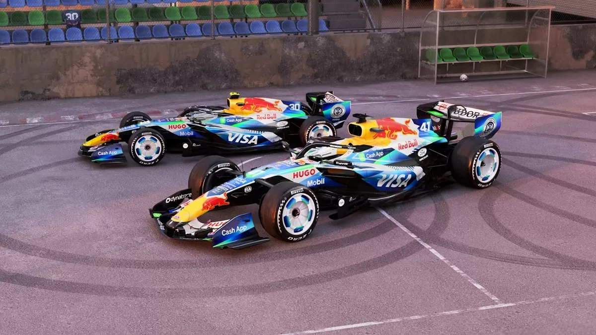 Livery spesial mobil Red Bull menyambut Piala Dunia FIFA 2026. (Ezra Alexander)