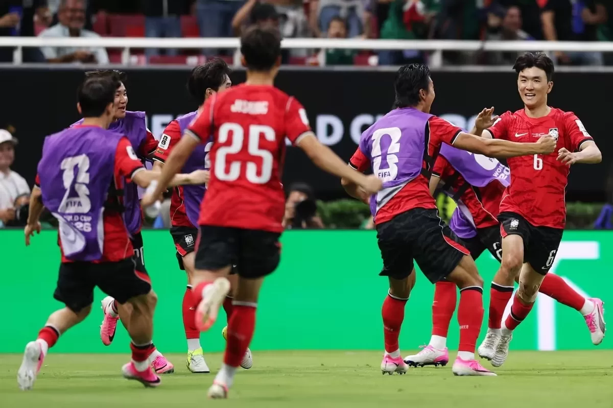 Pemain Korea merayakan kemenangan pertama pada Piala Dunia 2026.