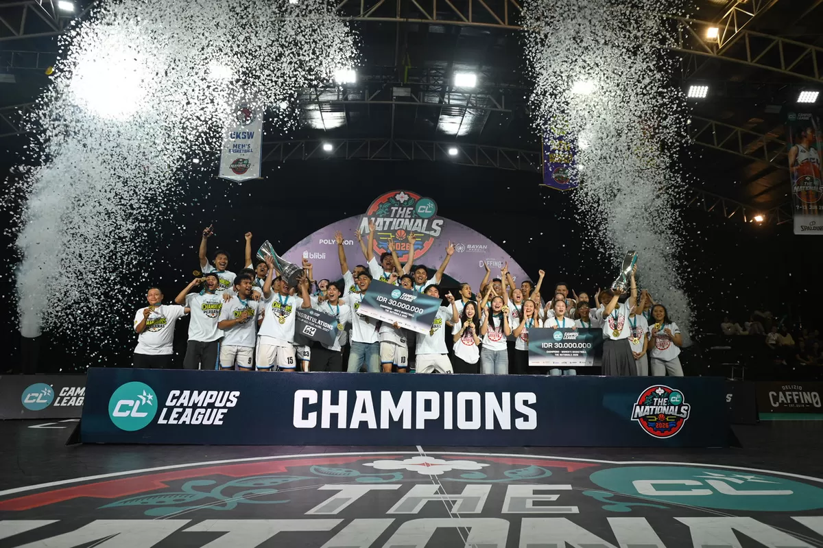 Prosesi perayaan Campus League Basketball Season 1 2026 kategori putra dan putri. Tim Putra Perbanas dan Tim Putri Universitas Surabaya sukses meraih gelar kampiun, di Basketball Court UPH, Tangerang 