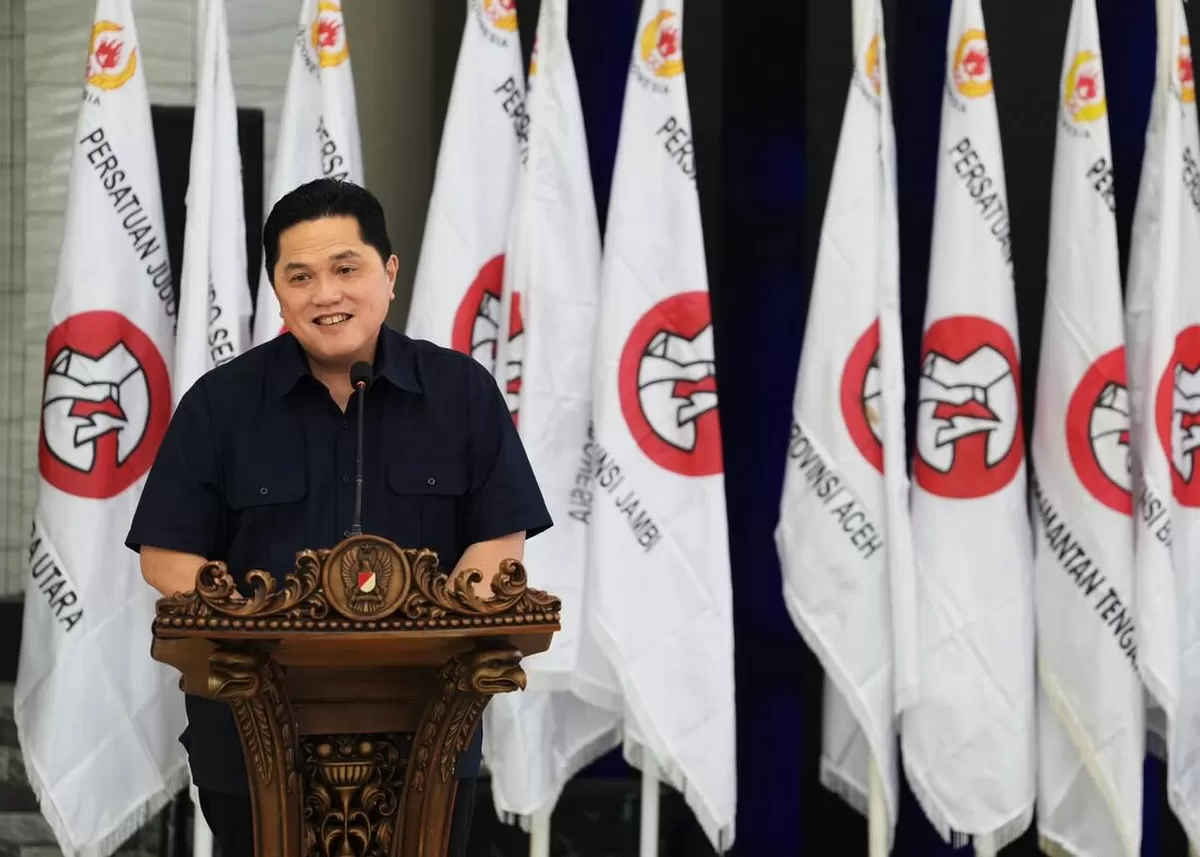 Menpora Erick Thohir dalam pembukaan Rakernas 2026 di Aula Prakasa Mako Divisi Infanteri 1 Kostrad, Cilodong, Depok, Senin, 29 Juni. 