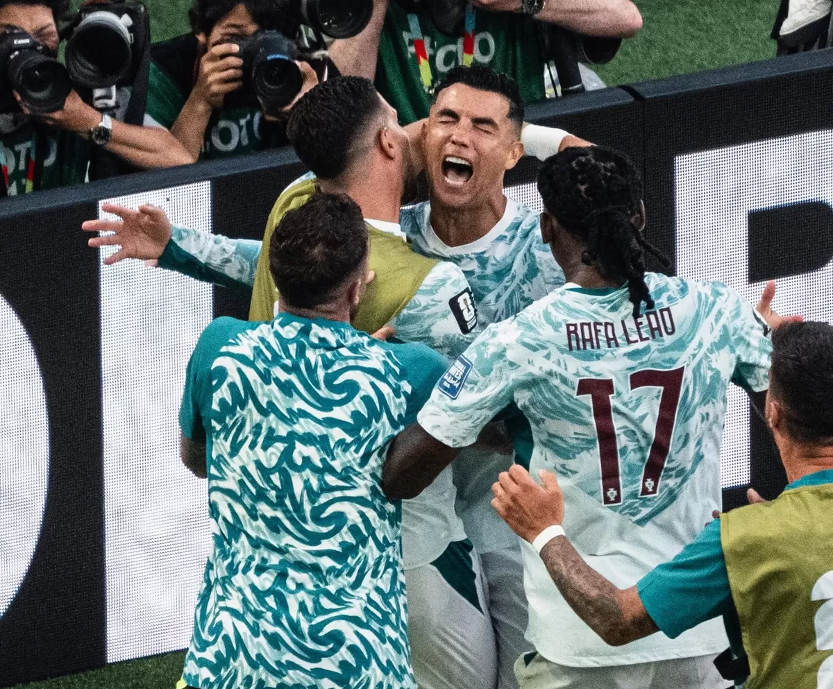 Cristiano Ronaldo meluapkan emosi setelah mencetak gol melawan Kroasia.