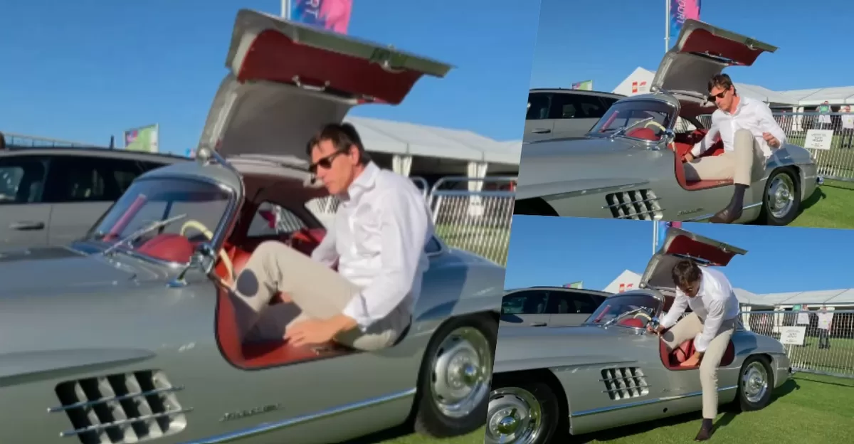Toto Wolff datang ke Silverstone dengan mengendarai mobil klasik Mercedes-Benz 300 SL Gullwing.