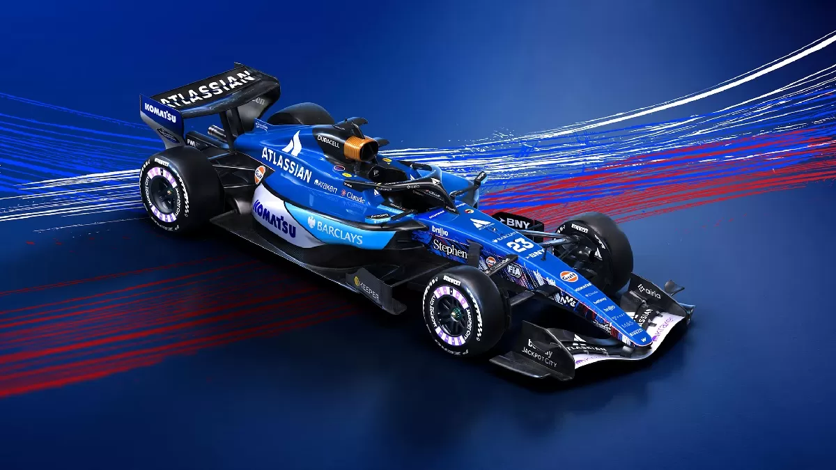 Tim F1 Williams tampil dengan desain livery spesial di GP Inggris di Silverstone. (Atlassian Williams F1 Team)