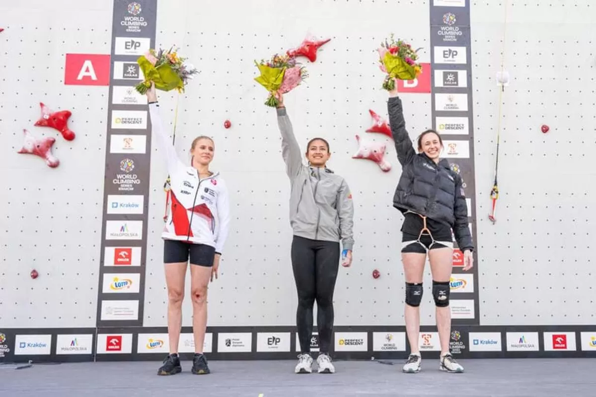 Desak Made Rita Kusuma Dewi meraih emas kategori speed individu pada IFSC World Cup Krakow 2026, pekan lalu. 