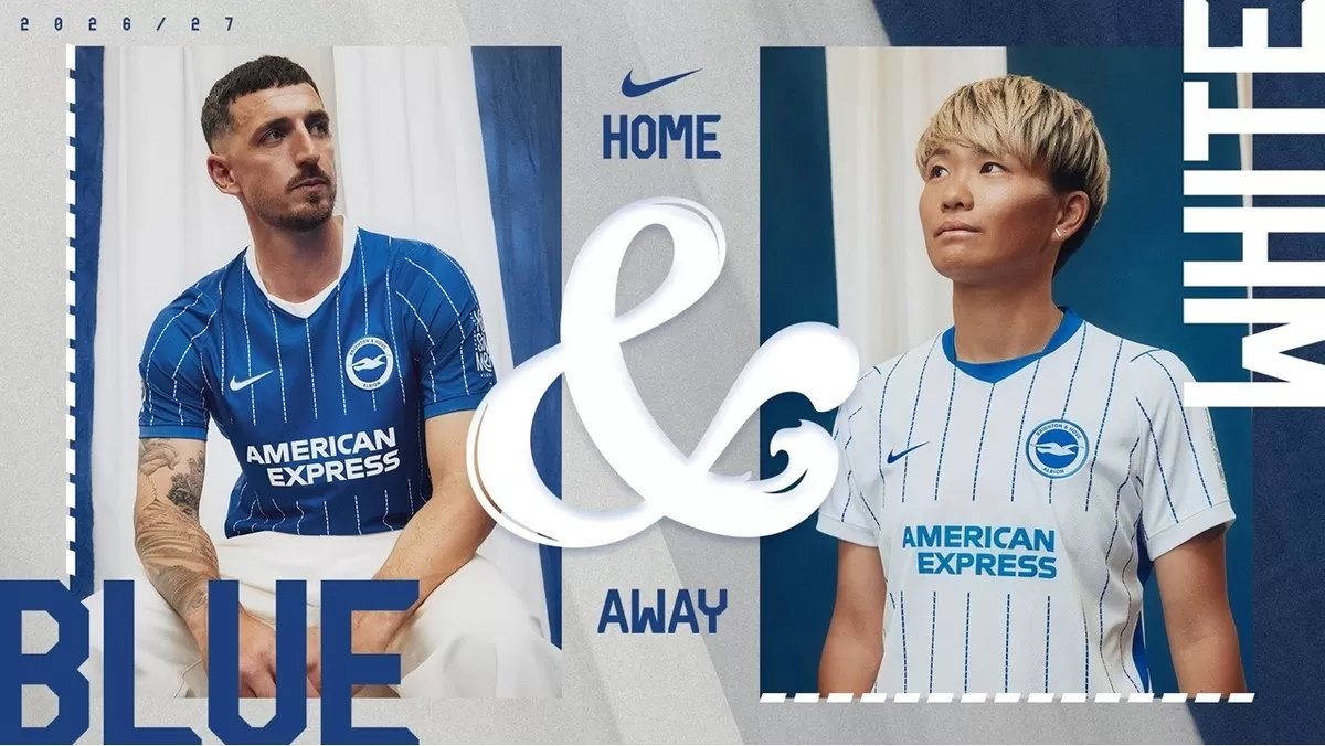 Brighton resmi meluncurkan jersey kandang dan tandang untuk musim ini. (brightonandholvealbion)