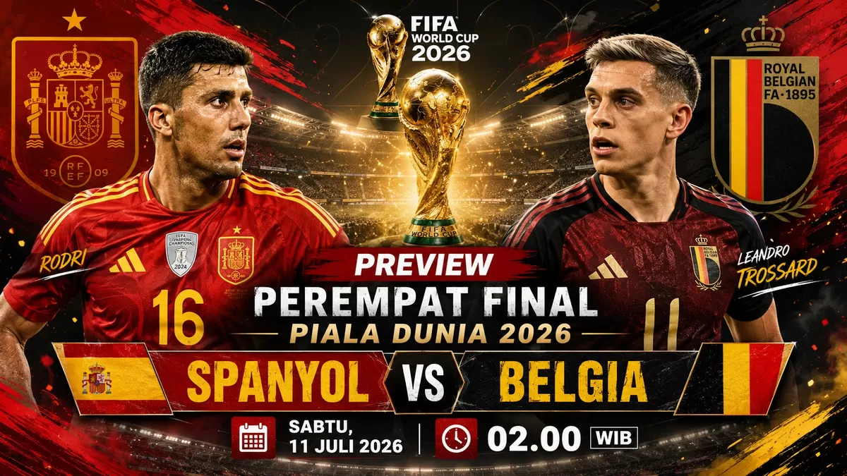 Spanyol dan Belgia akan bentrok di Los Angeles memperebutkan tiket semifinal Piala Dunia 2026.