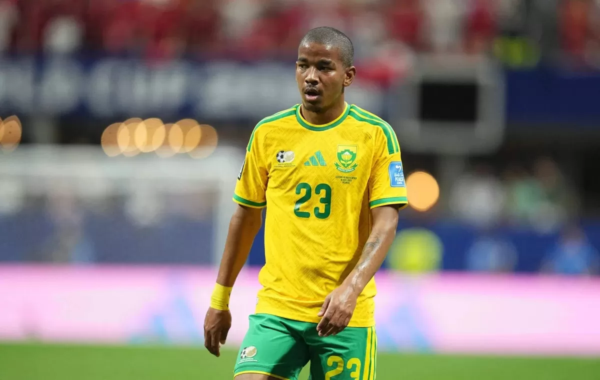 Jayden Adams saat pertandingan Afrika Selatan vs. Republik Ceko pada babak penyisihan grup Piala Dunia 2026.