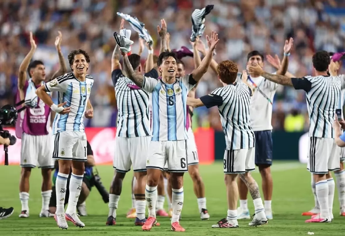 Pemain Argentina meluapkan emosi setelah mengalahkan Swiss 3-1 di perempat final Piala Dunia 2026.